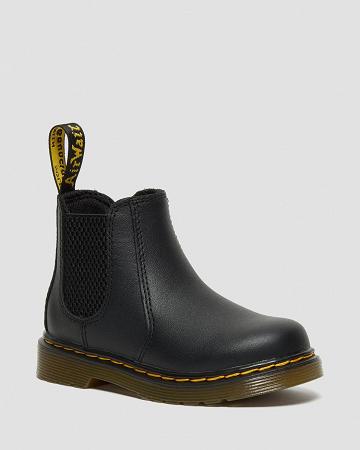 Dětské Chelsea Boty Dr Martens Infant/Toddler 2976 Softy T Læder Černé | CZ 155FDN